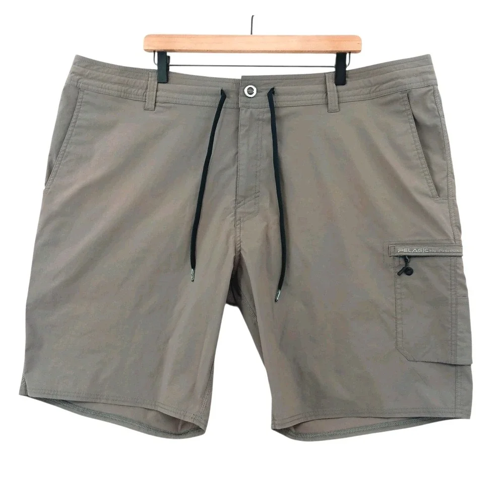 Pelagic Traverse Fishing Board Shorts Mens 44 Grey Nylon Performance Swim Fading